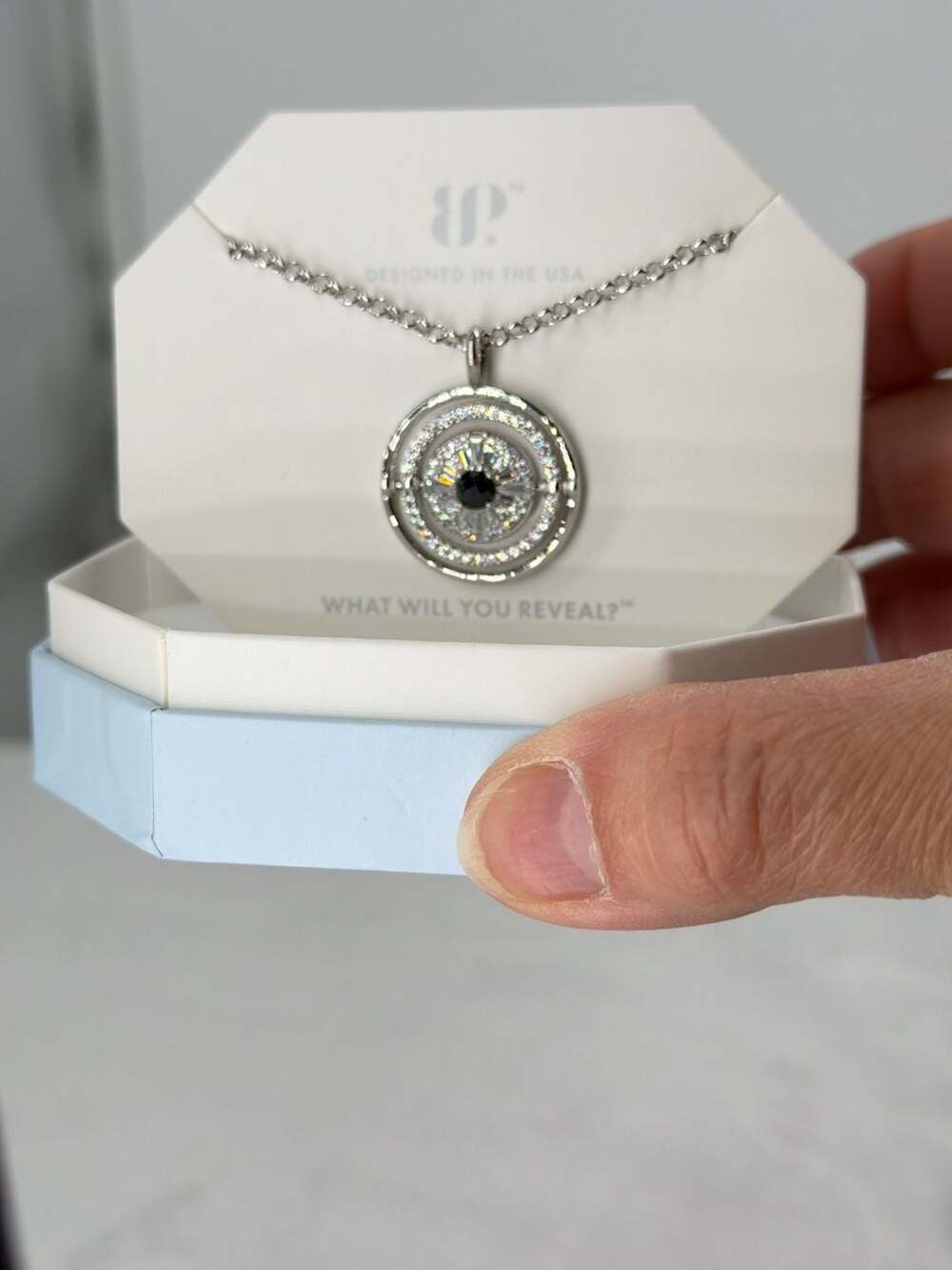 BP Rare Unicorn 1/250 Black Onyx CZ Mother of Pearl Look on Flip Side Necklace